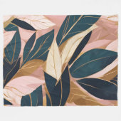 Blush Pink Gold Boho Trendy Blätter Collection Fleecedecke (Vorderseite (Horizontal))