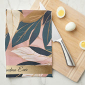 Blush Pink Gold Boho Trendy Blätter Collection Geschirrtuch (Viertel Falte)