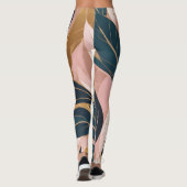 Blush Pink Gold Boho Trendy Blätter Collection Leggings (Rückseite)