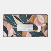 Blush Pink Gold Boho Trendy Blätter Collection Schreibtischunterlage (Tastatur & Maus)