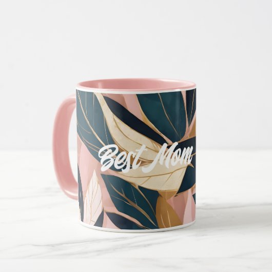 Blush Pink Gold Boho Trendy Blätter Collection Tasse (Vorderseite Links)