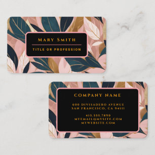 Blush Pink Gold Boho Trendy Blätter Collection Visitenkarte
