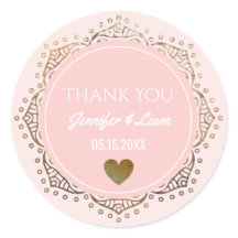 Blush Pink Gold Boho Wedding Herz Vielen Dank für