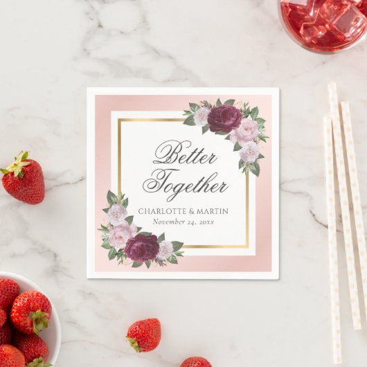 Blush Pink Gold Burgund Blumenzwiebeln Napkins Serviette (Beispiel)