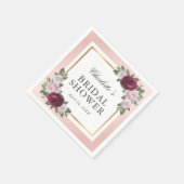 Blush Pink Gold Burgund Brautparty Serviette (Ecke)