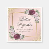 Blush Pink Gold Burgundy Blumenzwiebeln Serviette (Vorderseite)