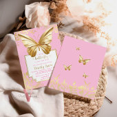 Blush Pink Gold Butterfly Baby Dusche Einladung