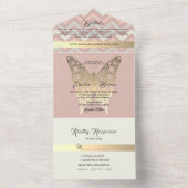 Blush Pink Gold Butterfly Wedding Einladung (Innen Boden)