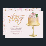 Blush Pink & Gold Cake Confetti30. Geburtstags-Par Einladung<br><div class="desc">Ein niedlicher Geburtstag in Rosa und Gold zum 30. Geburtstag! Diese Einladung enthält einen rot-rosa Hintergrund mit dem Wort "dreißig" in einer trendigen, von Hand geschriebenen Schriftzeichen-Typografie aus matter Goldfolie, und einen wunderschönen rosa und goldfarbenen Tropfen mit Aquarellfarben-Blume. Auf der Rückseite der Karte befinden sich rosa und goldene Konfetti. Copyright...</div>