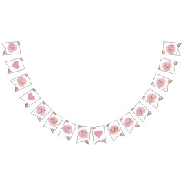 Blush Pink Gold Calligraphy Floral Elegante Hochze Wimpelkette