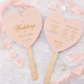 Blush Pink Gold Calligraphy Heart Wedding Program Fächer