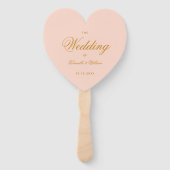 Blush Pink Gold Calligraphy Heart Wedding Program Fächer (Vorderseite)