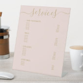 Blush Pink Gold Chair Hair Stylist Preisliste Menü Sockelschild (In Situ)