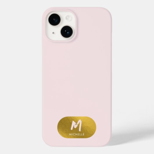 Blush Pink Gold Chic Feminine Monogram Initial Case-Mate iPhone Hülle (Rückseite)