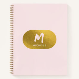 Blush Pink Gold Chic Feminine Monogram Initial Notizblock