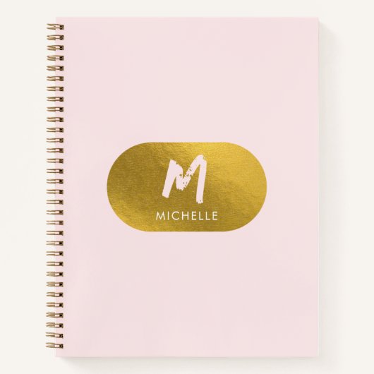 Blush Pink Gold Chic Feminine Monogram Initial Notizblock (Vorderseite)