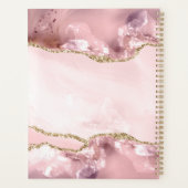 Blush Pink Gold Chic Glitzer Gold Agate Monogram Planer (Rückseite)