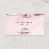 Blush Pink Gold Chic Glitzer Gold Agate Monogram Visitenkarte (Rückseite)