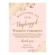 Blush Pink & Gold Chic Hochzeitsfeier ohne Stecker