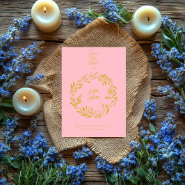Blush Pink & Gold Circle Save the Date - Hochzeit Einladung