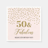 Blush Pink Gold Confetti 50 & Fabulous Serviette (Vorderseite)