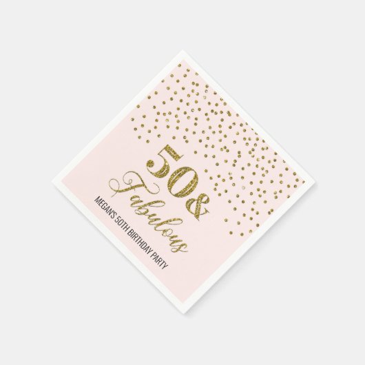 Blush Pink Gold Confetti 50 & Fabulous Serviette (Ecke)