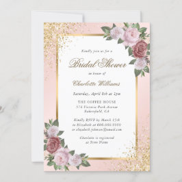 Blush Pink Gold Confetti Brautparty Einladung