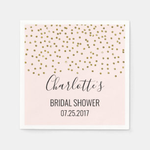 Blush Pink Gold Confetti Brautparty Serviette