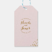 Blush Pink & Gold Confetti Ecken Glam Chic Gefalle Geschenkanhänger (Rückseite)