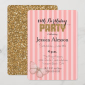 Blush Pink Gold Confetti Glitter 18th Birthday Einladung (Vorne/Hinten)
