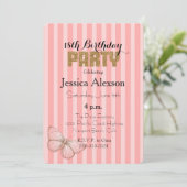 Blush Pink Gold Confetti Glitter 18th Birthday Einladung (Stehend Vorderseite)