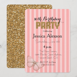 Blush Pink Gold Confetti Glitzer 16. Geburtstag Einladung