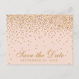 Blush Pink & Gold Confetti Hochzeit speichern das  Ankündigungspostkarte