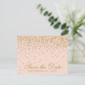 Blush Pink & Gold Confetti Hochzeit speichern das  Ankündigungspostkarte (Stehend Vorderseite)