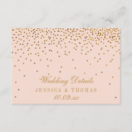 Blush Pink & Gold Confetti Hochzeitsdetails Beilag Begleitkarte