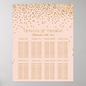 Blush Pink & Gold Confetti Hochzeitskarte Poster (Vorne)