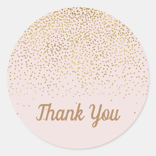 Blush Pink & Gold Confetti Modern Engagement Party Runder Aufkleber (Vorderseite)
