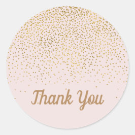 Blush Pink & Gold Confetti Modern Engagement Party Runder Aufkleber
