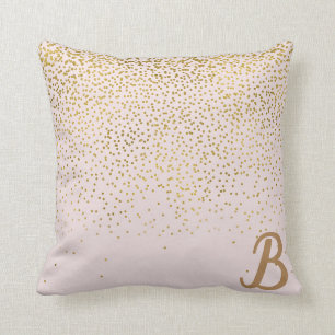 Blush Pink & Gold Confetti Modern Glam Trendy Kissen