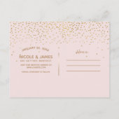 Blush Pink & Gold Confetti Modern Save the Date Ankündigungspostkarte (Rückseite)