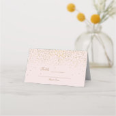 Blush Pink & Gold Confetti Moderne Tischnummer Platzkarte (Rückseite)