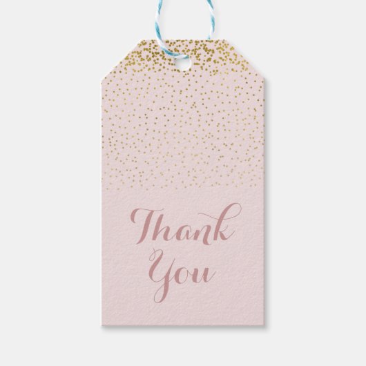 Blush Pink & Gold Confetti Moderner Glamour Gefall Geschenkanhänger (Vorderseite)