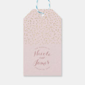 Blush Pink & Gold Confetti Moderner Glamour Gefall Geschenkanhänger (Rückseite)