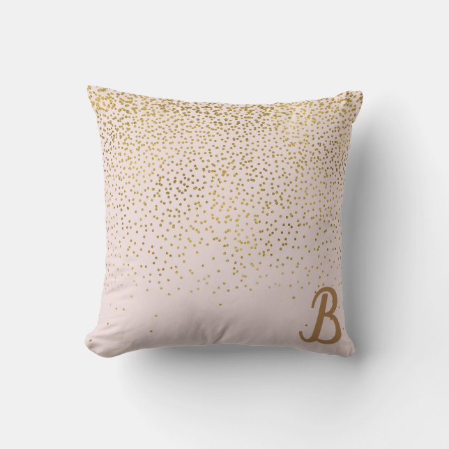 Blush Pink & Gold Confetti Modernes Glam Trendy Kissen (Vorderseite)