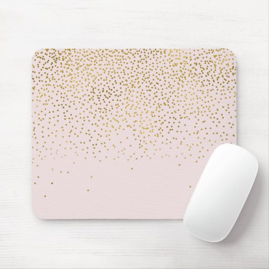 Blush Pink & Gold Confetti Modernes Glam Trendy Mousepad (Mit Mouse)