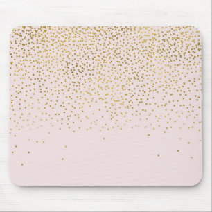 Blush Pink & Gold Confetti Modernes Glam Trendy Mousepad