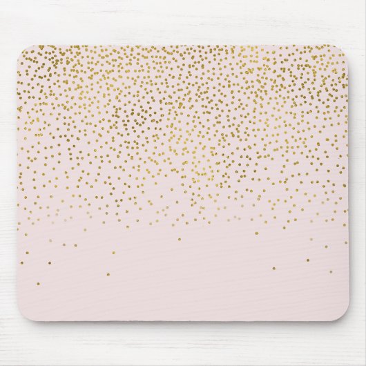 Blush Pink & Gold Confetti Modernes Glam Trendy Mousepad (Vorne)