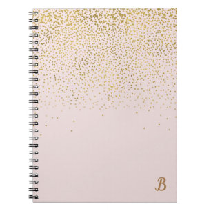 Blush Pink & Gold Confetti Modernes Glam Trendy Notizblock