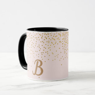 Blush Pink & Gold Confetti Modernes Glam Trendy Tasse