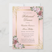 Blush Pink Gold Confetti Probe Abendessen Einladung (Vorderseite)